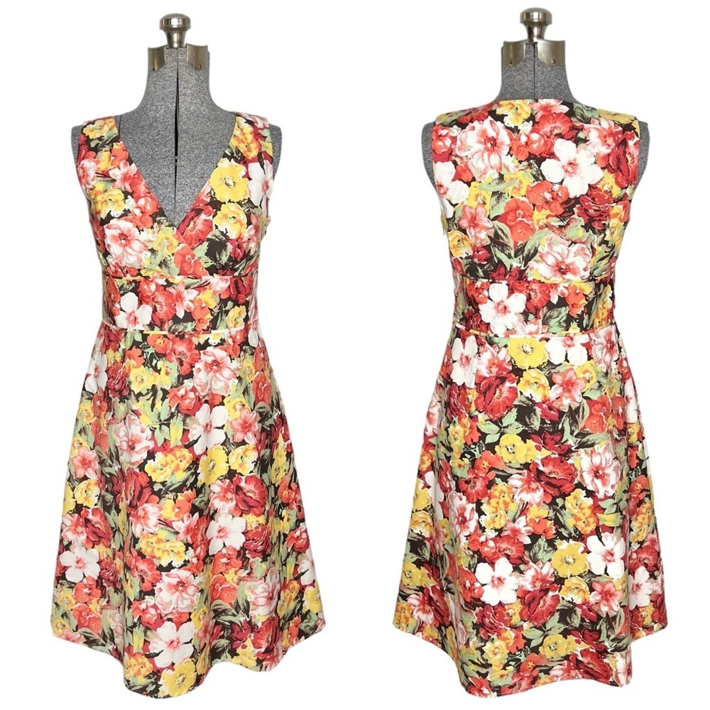 Ann Taylor Factory Floral V Neck Midi Tea Party A Line Dress